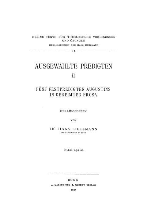 FÃ¼nf Festpredigten Augustins in gereimter Prosa 