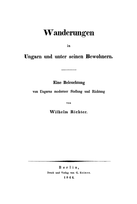 Cover image for book Wanderungen in Ungarn und unter seinen Bewohnern