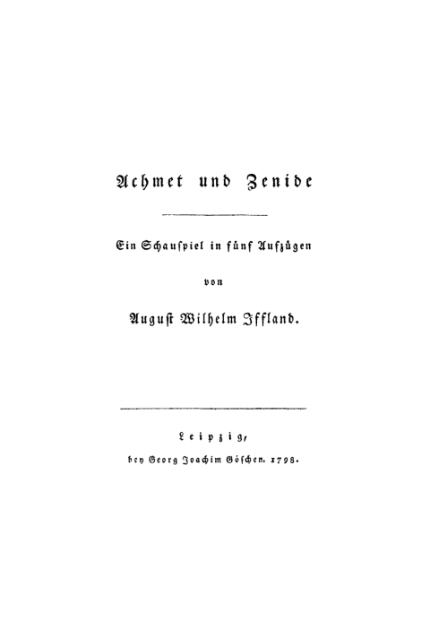 Cover image for book Achmet und Zenide