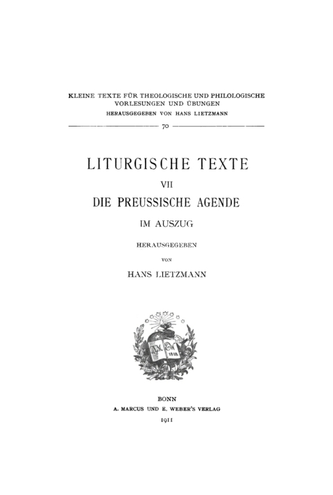 Cover image for book Die Preussische Agende im Auszug