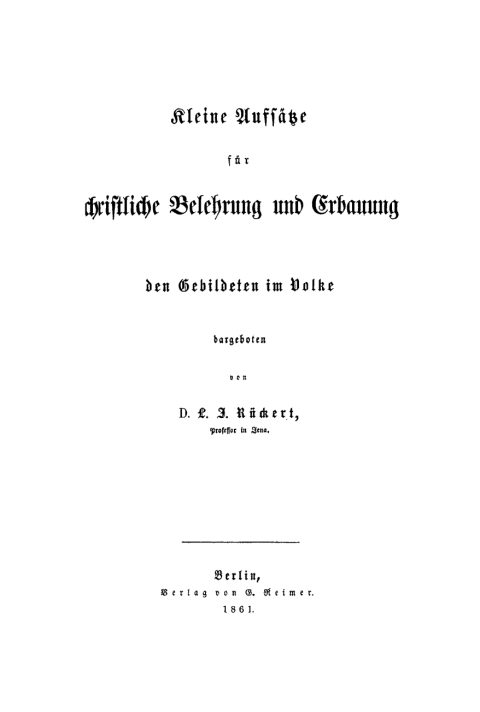 Cover image for book Kleine Aufsätze für christliche Belehrung und Erbauung den Gebildeten im Volke