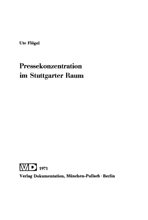 Cover image for book Pressekonzentration im Stuttgarter Raum