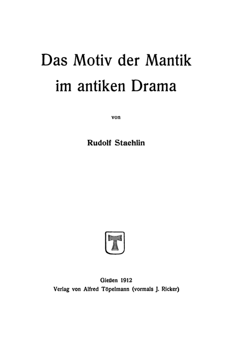 Cover image for book Das Motiv der Mantik im antiken Drama