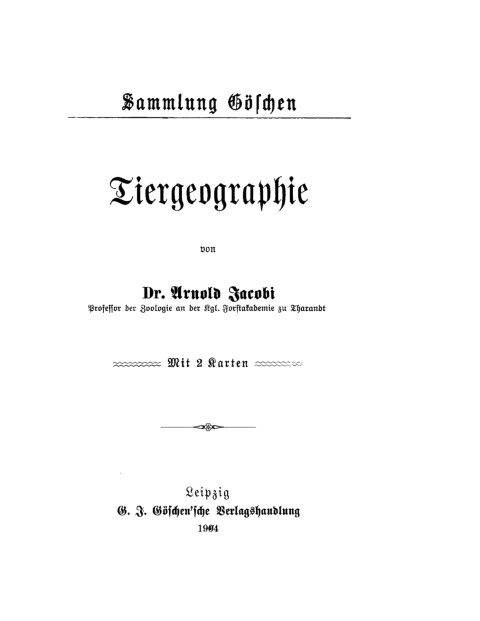 Cover image for book Tiergeographie