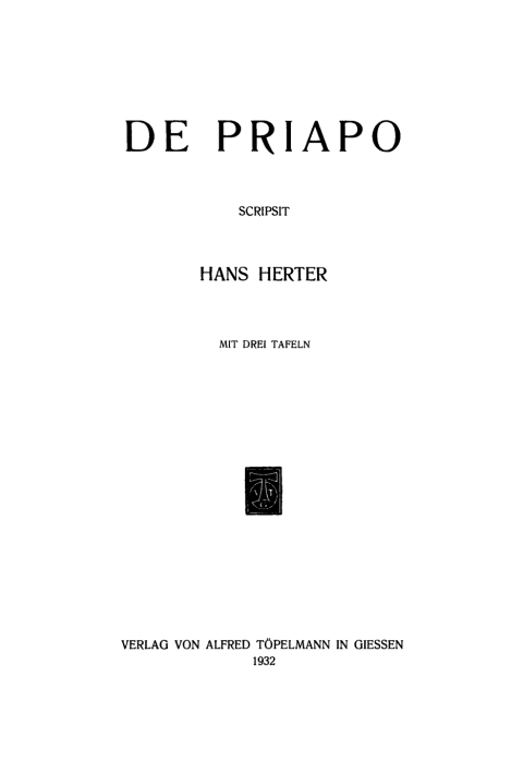 Cover image for book De Priapo