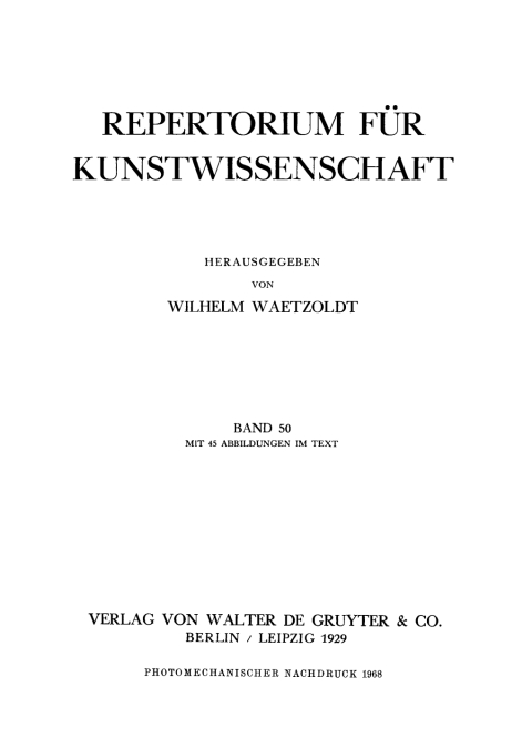Cover image for book Repertorium für Kunstwissenschaft. Band 50