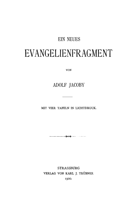 Cover image for book Ein neues Evangelienfragment