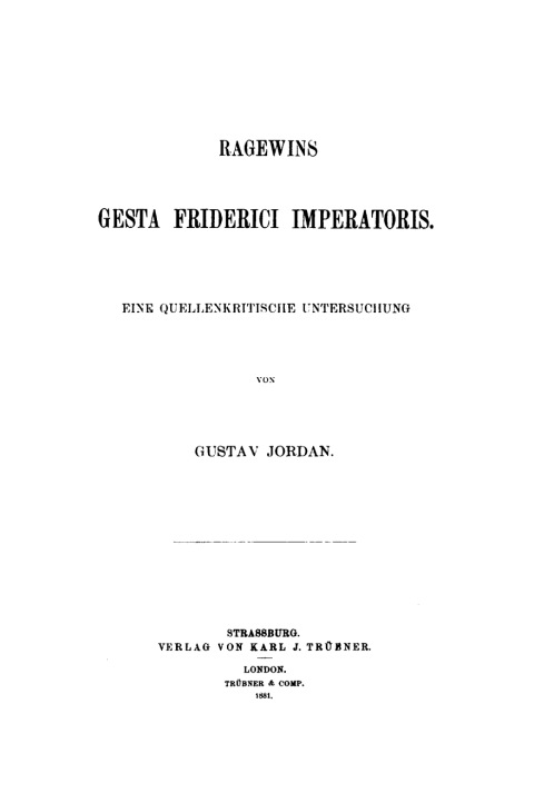 Cover image for book Ragewins Gesta Friderici Imperatoris