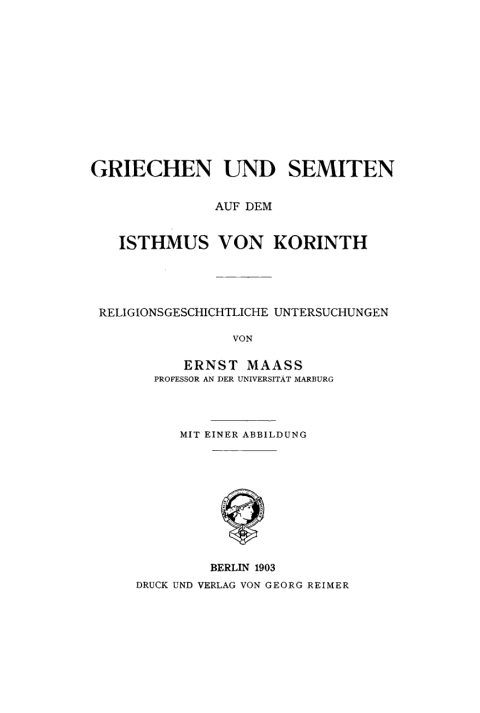 Cover image for book Griechen und Semiten auf dem Isthmus von Korinth