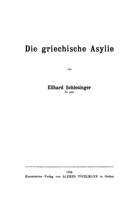 Cover image for book Die griechische Asylie