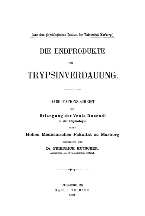 Cover image for book Die Endprodukte der Trypsinverdauung