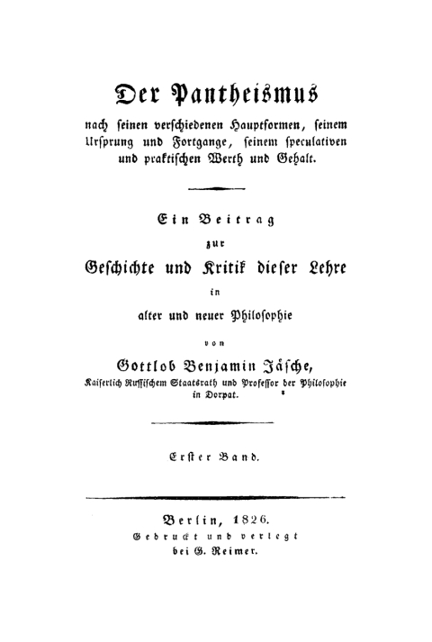 Cover image for book Gottlob Benjamin Jäsche: Der Pantheismus nach seinen verschiedenen Hauptformen, seinem Ursprung und Fortgange, seinem speculativen und praktischen Werth und Gehalt. Band 2