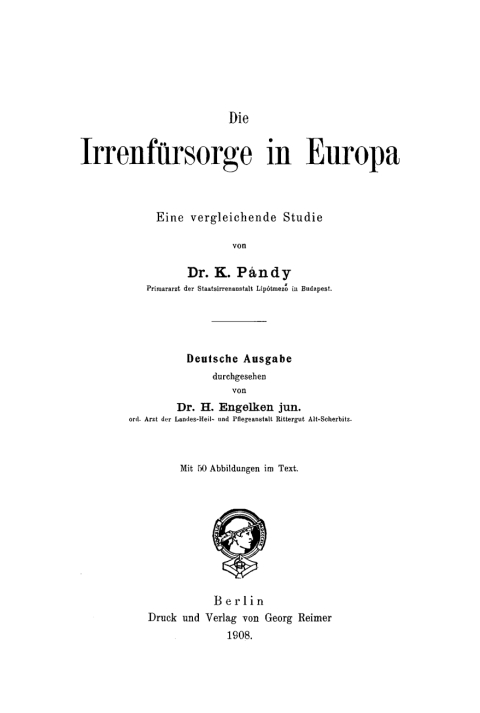 Cover image for book Die Irrenfürsorge in Europa