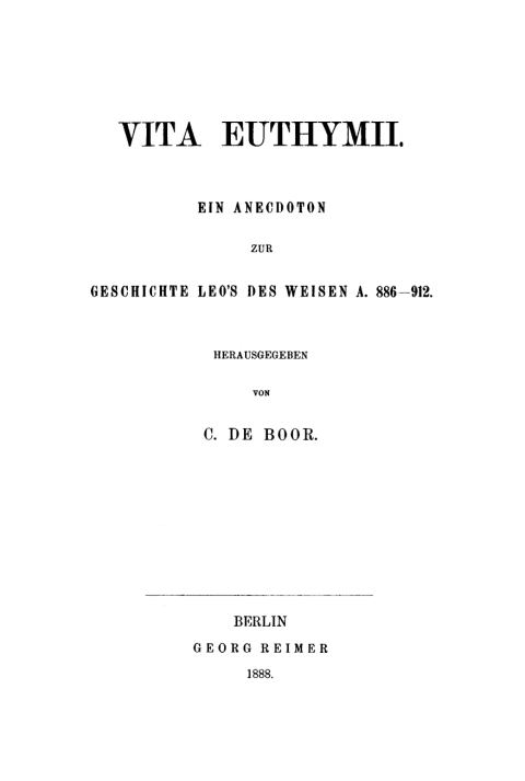 Cover image for book Vita Euthymii