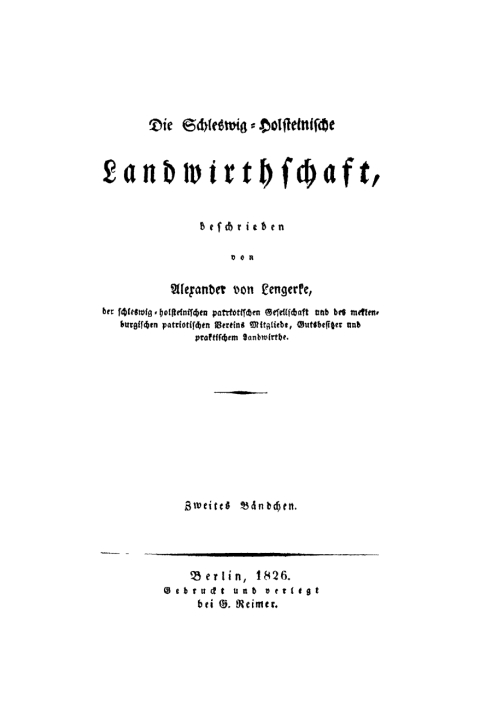Cover image for book Die Schleswig-Holsteinische Landwirthschaft. Zweites Bändchen
