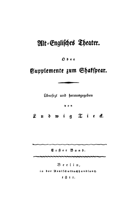 Cover image for book William Shakspear: Alt-englisches Theater oder Supplemente zum Shakspear. Band 1
