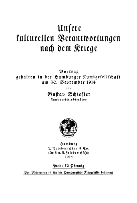 Cover image for book Unsere kulturellen Verantwortungen nach dem Kriege