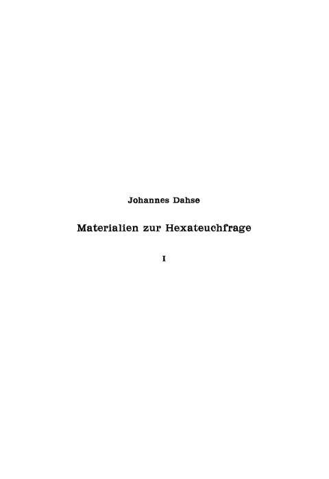 Cover image for book Textkritische Materialien zur Hexateuchfrage, Teil 1: Die Gottesnamen der Genesis. Jakob und Israel P in Genesis 12–50