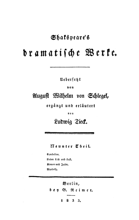 Cover image for book Cymbeline. Liebes Leid und Lust. Romeo und Julia. Macbeth