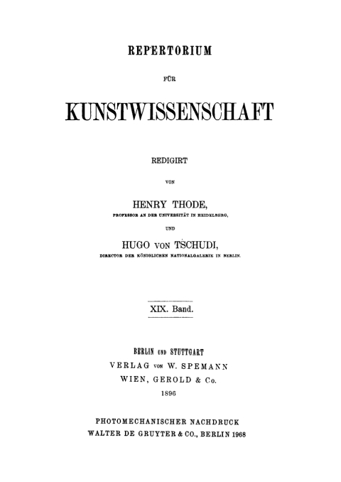 Cover image for book Repertorium für Kunstwissenschaft. Band 19