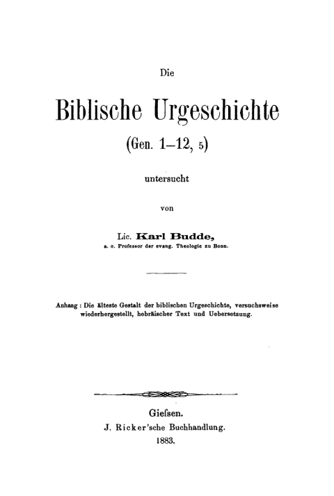 Die Biblische Urgeschichte 