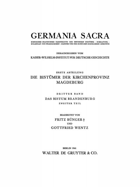 Cover image for book Das Bistum Brandenburg, Teil 2