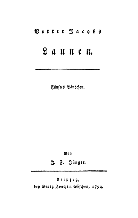 Cover image for book J. F. Jünger: Vetter Jacobs Launen. Bändchen 5