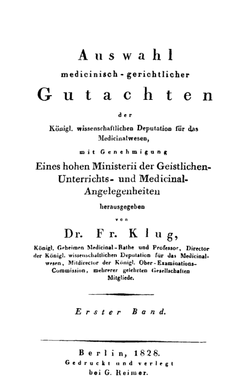 Cover image for book Auswahl medicinisch-gerichtlicher Gutachten der königlich wissenschaftlichen Deputation für das Medicinalwesen, Erster Band