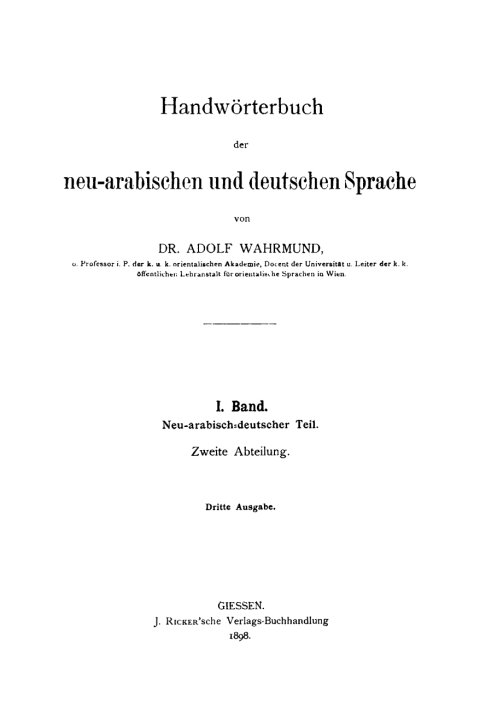 Cover image for book Neu-arabisch - deutscher Teil