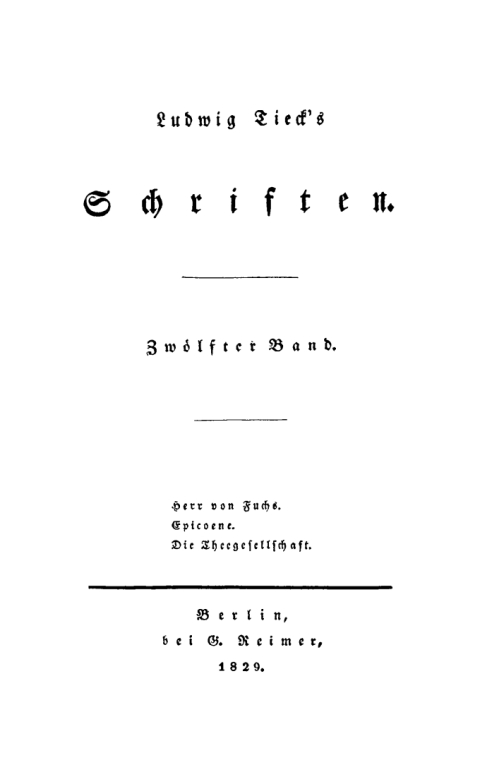 Cover image for book Herr von Fuchs. Epicoene. Die Theegesellschaft
