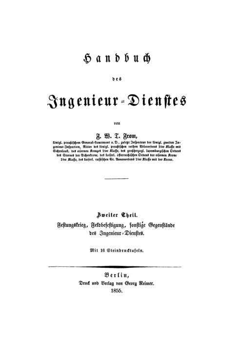 Cover image for book Festungskrieg, Feldbefestigung, sonstige Gegenstände des Ingenieur-Dienstes