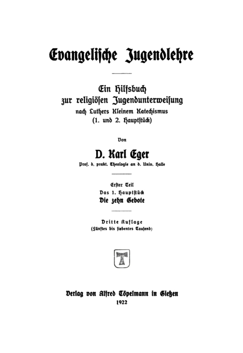 Cover image for book Das erste Hauptstück. Die zehn Gebote