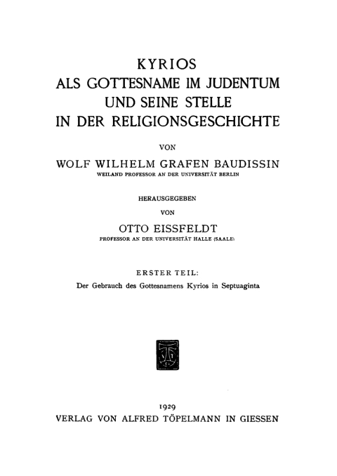 Cover image for book Der Gebrauch des Gottesnamens Kyrios in Septuaginta