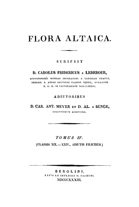Cover image for book Tomus IV. (Classis XIX–XXIII; Adiectis filicibus.)