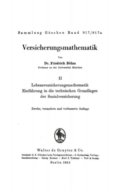 Cover image for book Lebensversicherungsmathematik