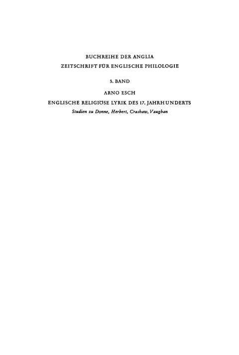 Cover image for book Englische religiöse Lyrik des 17. Jahrhunderts