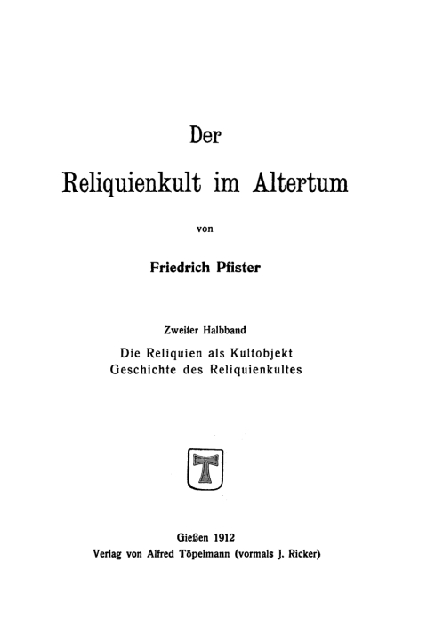 Cover image for book Die Reliquien als Kultobjekt