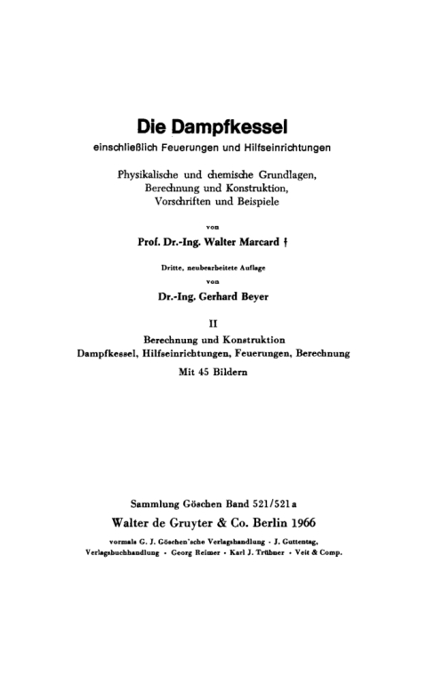 Cover image for book Berechnung und Konstruktion, Dampfkessel, Hilfseinrichtungen, Feuerungen, Berechnung