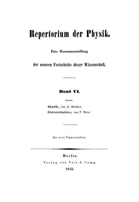 Cover image for book Akustik. Electricitätslehre
