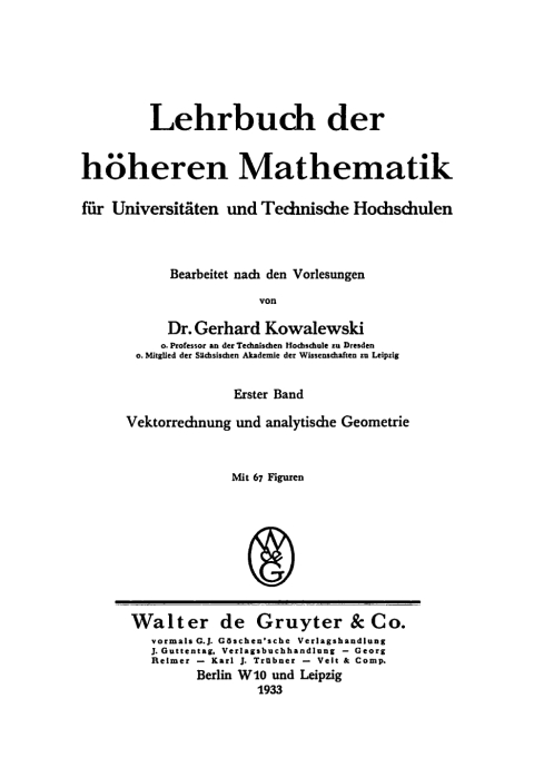 Cover image for book Vektorrechnung und analytische Geometrie