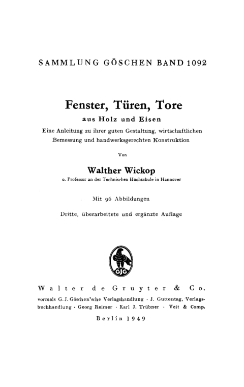 Cover image for book Fenster, Türen, Tore aus Holz und Eisen