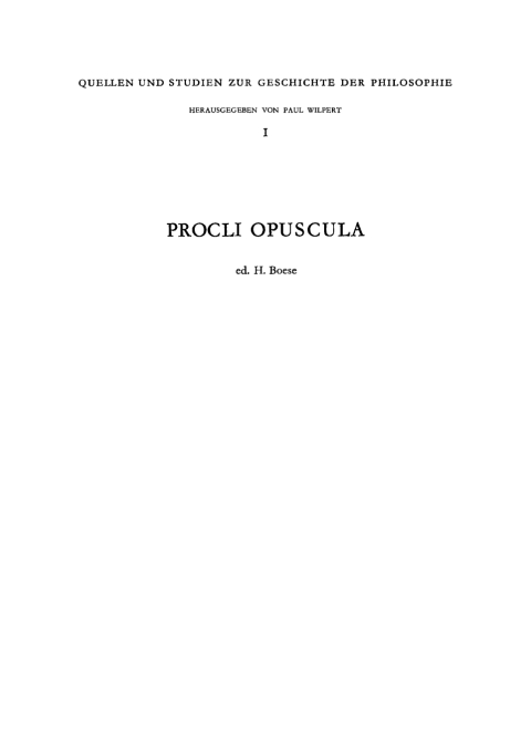 Cover image for book Procli Diadochi Tria opuscula