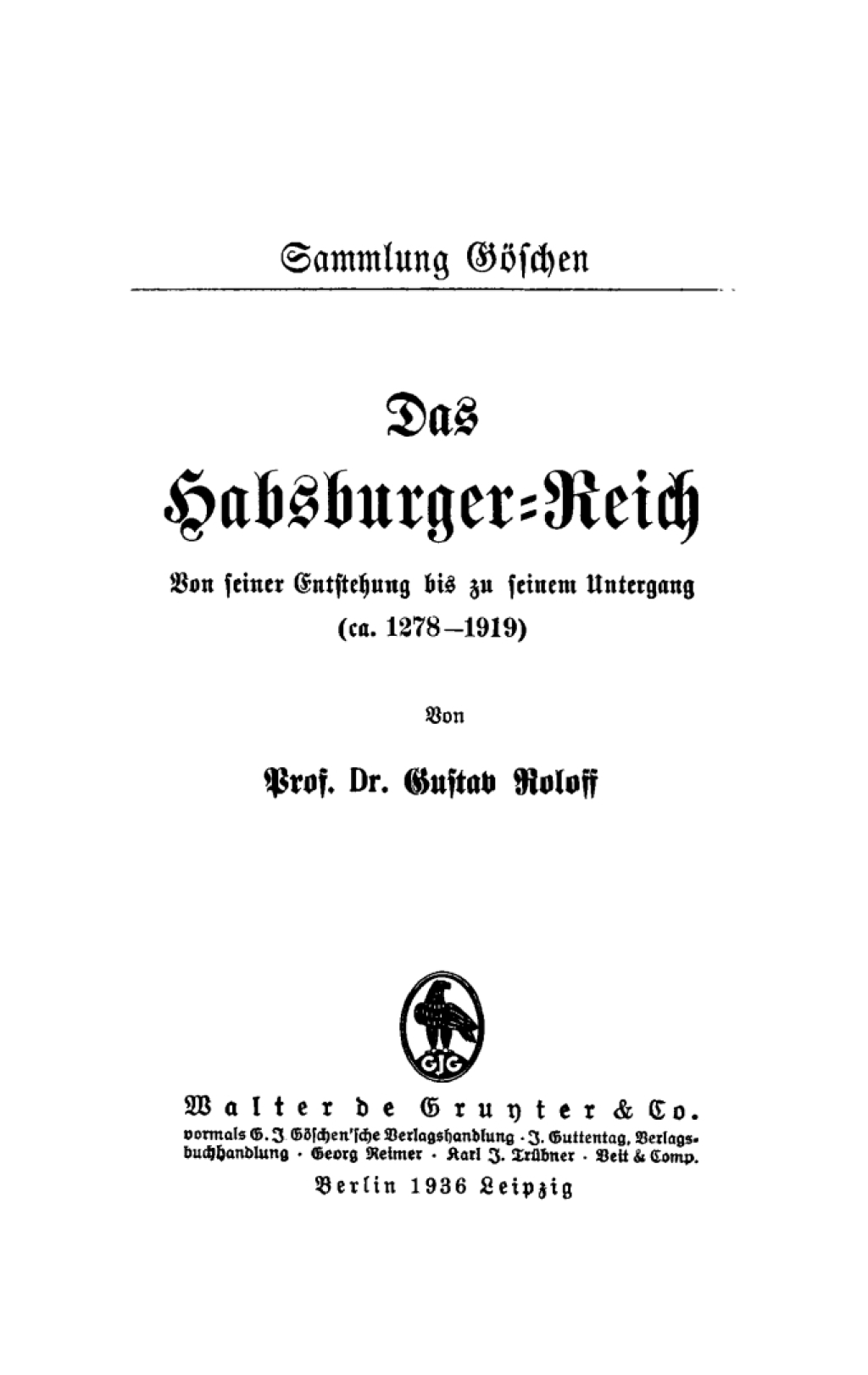 ISBN 9783111251646 Sammlung Göschen Das HabsburgerReich Von Seiner