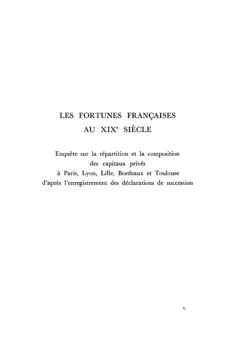 Cover image for book Les fortunes françaises au XIXe siècle