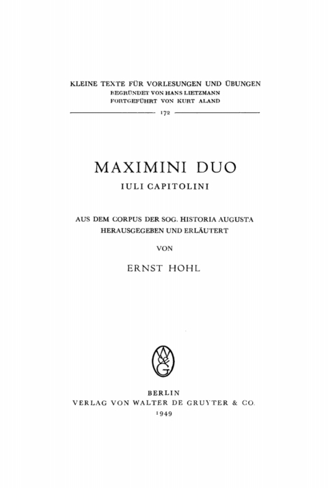 Cover image for book Maximini duo Iuli Capitolini