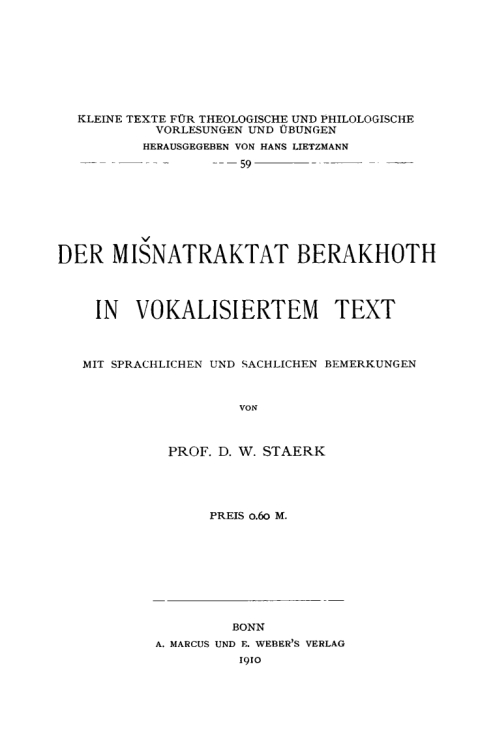 Cover image for book Der Mišnatraktat Berakhoth
