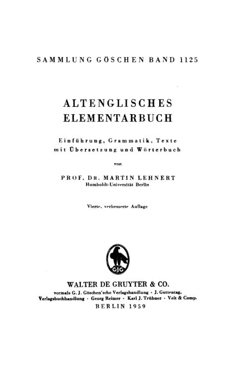Cover image for book Altenglisches Elementarbuch
