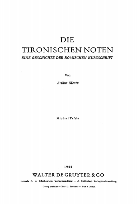 Cover image for book Die Tironischen Noten