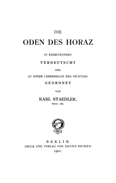 Cover image for book Die Oden des Horaz in Reimstrophen
