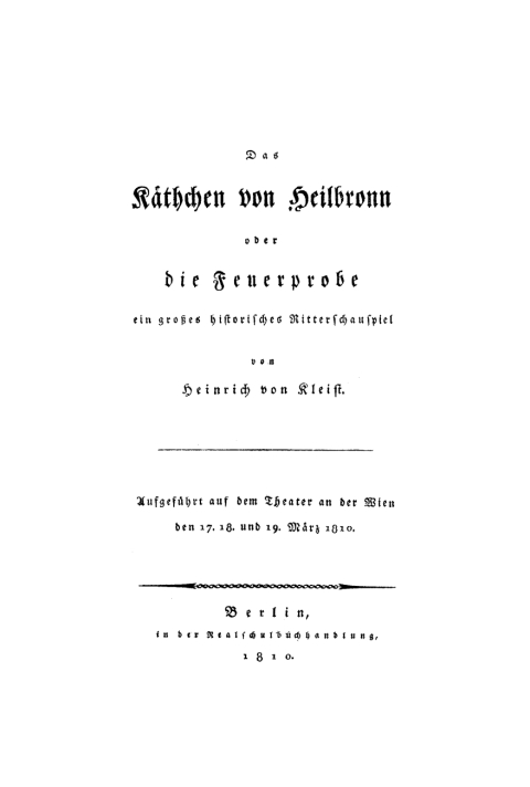 Cover image for book Das Käthchen von Heilbronn oder die Feuerprobe